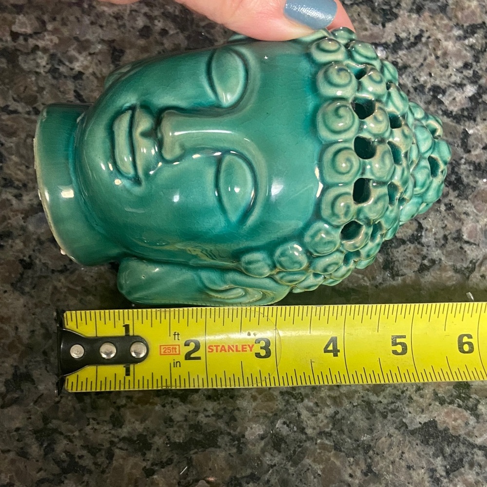 Green Buddha Head Ceramic potpourri holder home Decor - Picture 9 of 9
